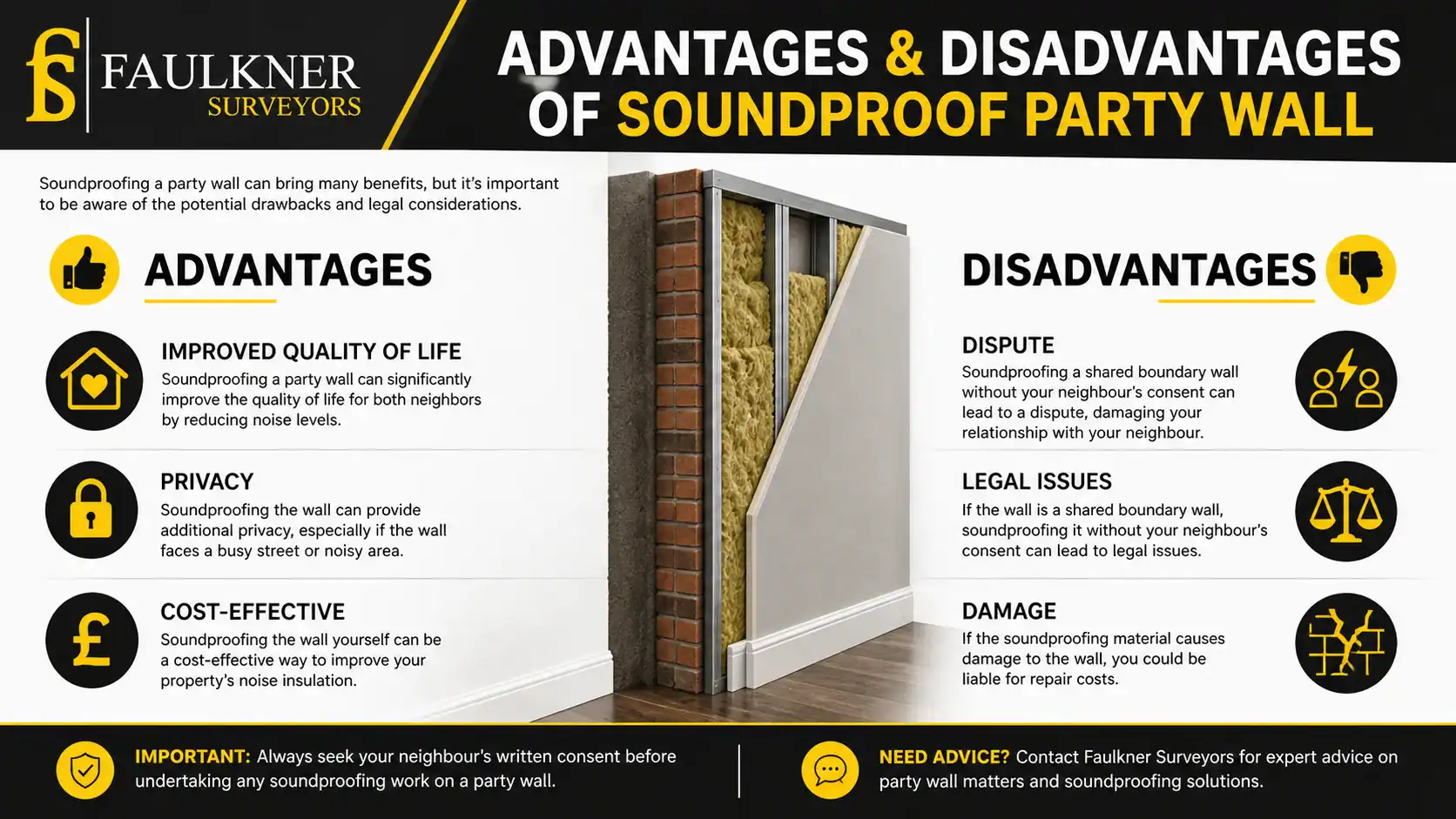 Can you soundproof a Party wall? 2 Advantages and Disadvantages of Soundproof Party Wall Kempston